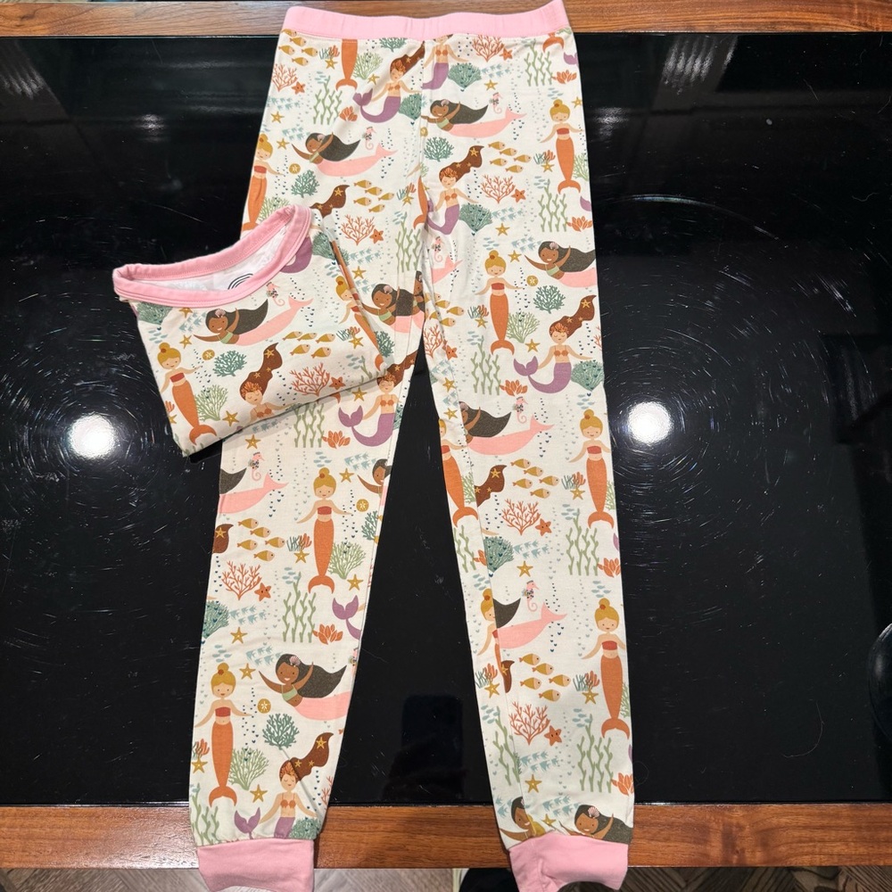 Emerson and Friends Girls’ Mermaid Print Pajama Set - Pink Trim